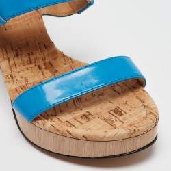 D&G Blue Patent Leather Ankle Strap Sandals Size 37.5