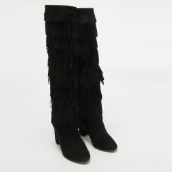 Dolce & Gabbana Black Suede Knee Length Boots Size 38