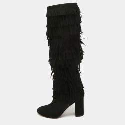 Dolce & Gabbana Black Suede Knee Length Boots Size 38