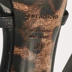 Pre Owned Dolce & Gabbana Black Leather Strappy Sandals Size 39