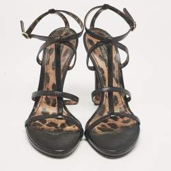 Pre Owned Dolce & Gabbana Black Leather Strappy Sandals Size 39