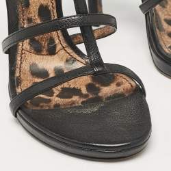 Pre Owned Dolce & Gabbana Black Leather Strappy Sandals Size 39