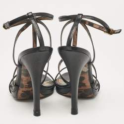 Pre Owned Dolce & Gabbana Black Leather Strappy Sandals Size 39