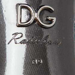 Pre Owned Dolce & Gabbana Silver/Black Lace DG Amore Crystal Embellished Pointed Toe Pumps Size 39