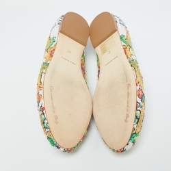 Dolce & Gabbana Multicolor Sequins and Croc Embossed Leather Smoking Slippers Size 37