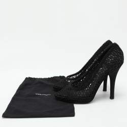 Pre Owned Dolce & Gabbana Black Crochet Pumps Size 39