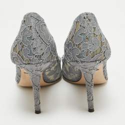 Pre Owned Dolce & Gabbana Grey Lace Bellucci Pumps Size 38
