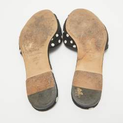 Dolce & Gabbana Black Polka Dot Canvas Bianca Flat Slides Size 37