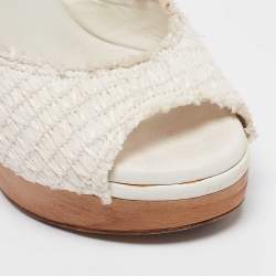 Dolce & Gabbana White Raffia Platform Slide Sandals Size 36