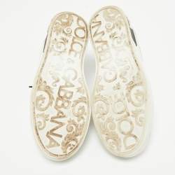 Pre Owned Dolce & Gabbana White Leather Portofino Lace Up Sneakers Size 38