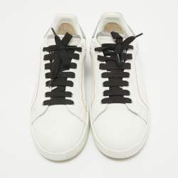 Pre Owned Dolce & Gabbana White Leather Portofino Lace Up Sneakers Size 38