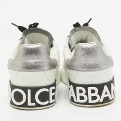 Pre Owned Dolce & Gabbana White Leather Portofino Lace Up Sneakers Size 38