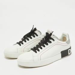 Pre Owned Dolce & Gabbana White Leather Portofino Lace Up Sneakers Size 38