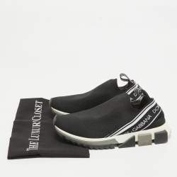 Dolce & Gabbana Black Knit Fabric Sorrento Slip On Sneakers Size 38