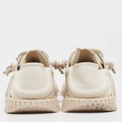 Pre Owned Dolce & Gabbana Cream/Pink Lace and Neoprene NS1 Sneakers Size 41