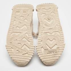 Pre Owned Dolce & Gabbana Cream/Pink Lace and Neoprene NS1 Sneakers Size 41