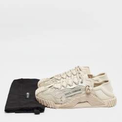 Pre Owned Dolce & Gabbana Cream/Pink Lace and Neoprene NS1 Sneakers Size 41