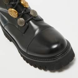 Pre Owned Dolce & Gabbana Black Leather Combat Boots Size 39