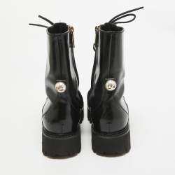 Pre Owned Dolce & Gabbana Black Leather Combat Boots Size 39