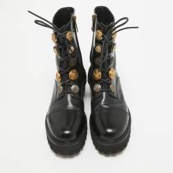 Pre Owned Dolce & Gabbana Black Leather Combat Boots Size 39