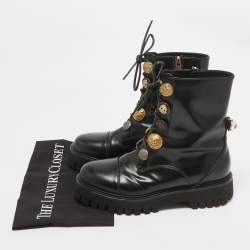 Pre Owned Dolce & Gabbana Black Leather Combat Boots Size 39