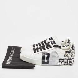 Pre Owned Dolce & Gabbana White Leather Portofino Lace Up Sneakers Size 39