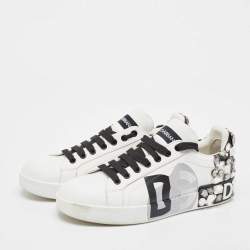 Pre Owned Dolce & Gabbana White Leather Portofino Lace Up Sneakers Size 39