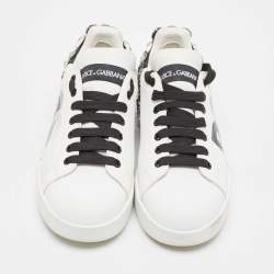 Pre Owned Dolce & Gabbana White Leather Portofino Lace Up Sneakers Size 39
