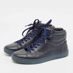 Pre Owned Dolce & Gabbana Navy Blue Leather High Top Sneakers Size 42