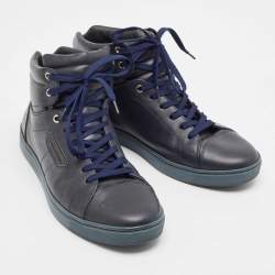 Pre Owned Dolce & Gabbana Navy Blue Leather High Top Sneakers Size 42
