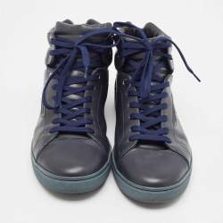 Pre Owned Dolce & Gabbana Navy Blue Leather High Top Sneakers Size 42
