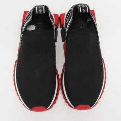 Pre Owned Dolce & Gabbana Black Knit Fabric Sorrento Slip On Sneakers Size 37.5