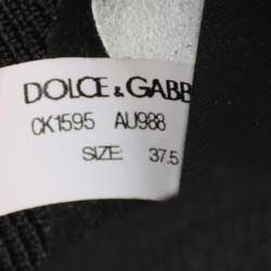 Pre Owned Dolce & Gabbana Black Knit Fabric Sorrento Slip On Sneakers Size 37.5