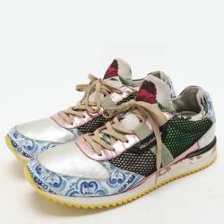 Dolce & Gabbana Multicolor Leather and Mesh Mix and Match Low Top Sneakers Size 40