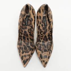 مملوكة مسبقًا Dolce & Gabbana Brown Leopard Print Leather Pumps Size 39