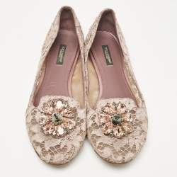 Dolce & Gabbana Light Purple Lace Taormina Smoking Slippers Size 40