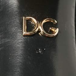 Pre Owned Dolce & Gabbana Black Fabric Flower Detail and Crystal Embellished Mary Jane Pumps Size 37