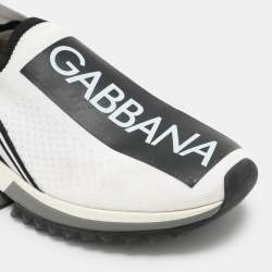 Pre Owned Dolce & Gabbana White Knit Fabric Sorrento Slip On Sneakers Size 39