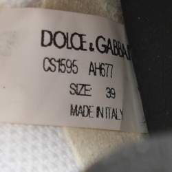 Pre Owned Dolce & Gabbana White Knit Fabric Sorrento Slip On Sneakers Size 39