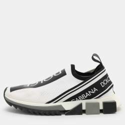 Pre Owned Dolce & Gabbana White Knit Fabric Sorrento Slip On Sneakers Size 39