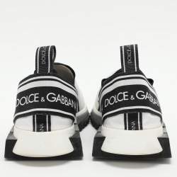 Pre Owned Dolce & Gabbana White Knit Fabric Sorrento Slip On Sneakers Size 39