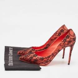 Dolce & Gabbana Pink/Black Lace and Patent Leather Pointed Toe Pumps Size 39