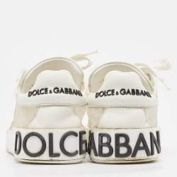 Dolce & Gabbana White Leather and Mesh Low Top Sneakers Size 37.5