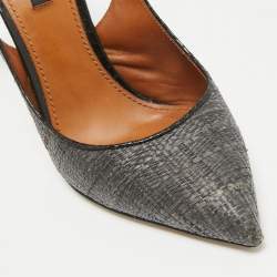 Dolce & Gabbana Grey Raffia and Snakeskin Cutout Pointed Toe Pumps Size 39