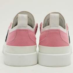 Dolce & Gabbana Pink/White Canvas Portofino Low Top Sneakers Size 41.5