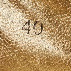 Pre Owned Dolce & Gabbana Gold Leather and Sequins Low Top Sneakers Size 40