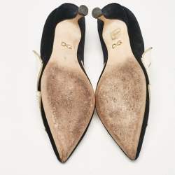 Pre Owned Dolce & Gabbana Black Velvet Love Embellished Pointed Toe Pumps Size 38.5