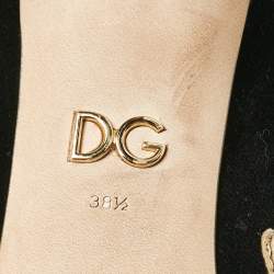 Pre Owned Dolce & Gabbana Black Velvet Love Embellished Pointed Toe Pumps Size 38.5