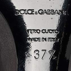 Pre Owned Dolce & Gabbana Brown Leather Wedge Mid Calf Boots Size 37.5