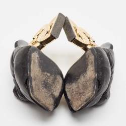 Pre Owned Dolce & Gabbana Black Quilted Nylon DG Heel Slide Sandals Size 38.5